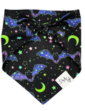 🌙 Glow-in-the-Dark Halloween Bandana – Moon & Bats Edition | Dog and Taylor®