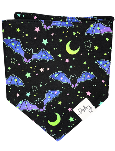 🌙 Glow-in-the-Dark Halloween Bandana – Moon & Bats Edition | Dog and Taylor®