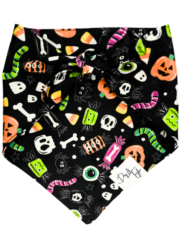 Pumpkin, Bones & Candy Corns Dog Bandana | Festive Halloween Pet Style | Dog & Taylor®