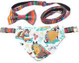 Ay, Chihuahua! Slip-on Bandana, Matching Bow + Collar + Leash (Set of 4)
