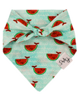 Happy Watermelon Fish tie-on bandana + Matching Scrunchie for Dog Mom.