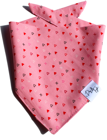 Pink Hearts Valentines Dog Bandana - Tie-On Dog Bandana 1- Dog & Taylor - @dogandtaylor
