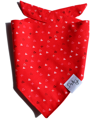 Red Hearts Valentines Dog Bandana - Tie-On Dog Bandana 1- Dog & Taylor - @dogandtaylor